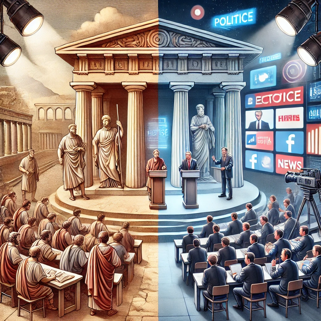 Ilustrasi antara politik di Yunani Kuno dan politik modern
