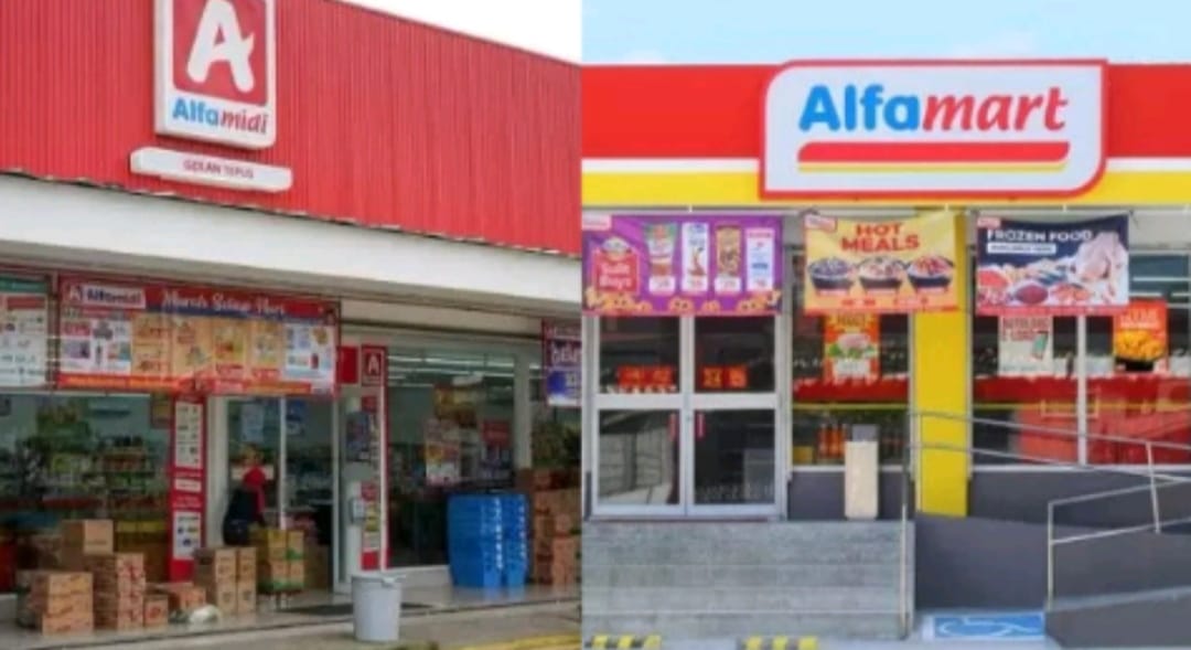 keterangan foto : Kolase Alfamart dan Alfamidi. (komparasi.id)
