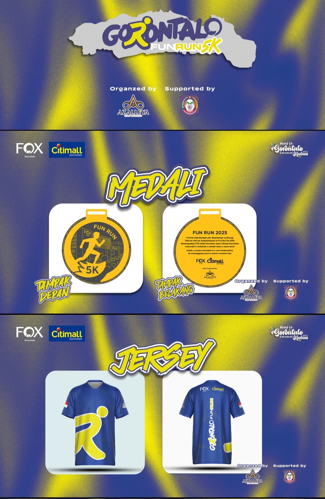 Keterangan: Jersey dan Medali menarik di Gorontalo Fun Run 2025