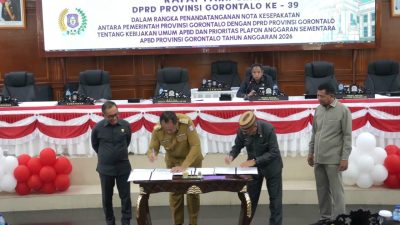 DPRD Provinsi Gorontalo dan Pemerintah Provinsi menandatangani nota kesepakatan KUA-PPAS APBD 2026.