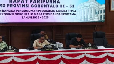 DPRD Provinsi Gorontalo Tetapkan Perubahan Jadwal Legislasi 2025–2026 Lewat Paripurna