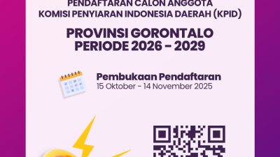 Pendaftaran Calon Anggota KPID Provinsi Gorontalo Resmi Dibuka, Ini Syarat dan Prosedurnya