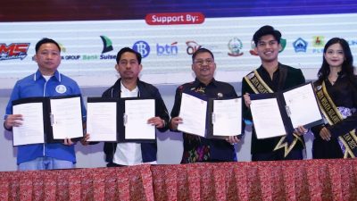 Keterangan Foto: JMSI Sulsel tandatangani MoU dengan REI, Adwindo, dan Gekrafnas, usai pelantikan.