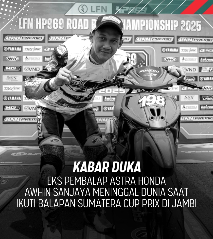 Pembalap asal Luwu Utara, Awhin Sanjaya, meninggal dunia saat final Sumatera Cup Prix 2025 (foto : bola.com)