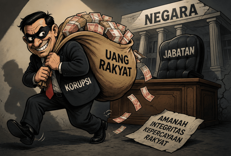 Keterangan : Ilustrasi Korupsi (sumber : AI)