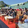 Keterangan : Jajaran pejabat Forkopimda saat upacara kenaikan bendera merah putih. (Sumber foto : RRI)