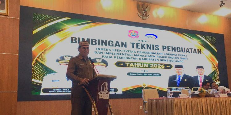 Sekda Bone Bolango Iwan Mustapa meminta kepala OPD menjadi pemilik risiko dan memperkuat pencegahan korupsi